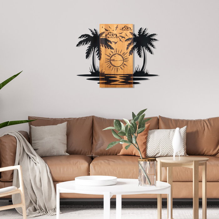 Wallity Hawaii 2 - Accesorio decorativo de pared Negro y Nogal Wallity Hawaii 2 - Accesorio decorativo de pared Negro y Nogal